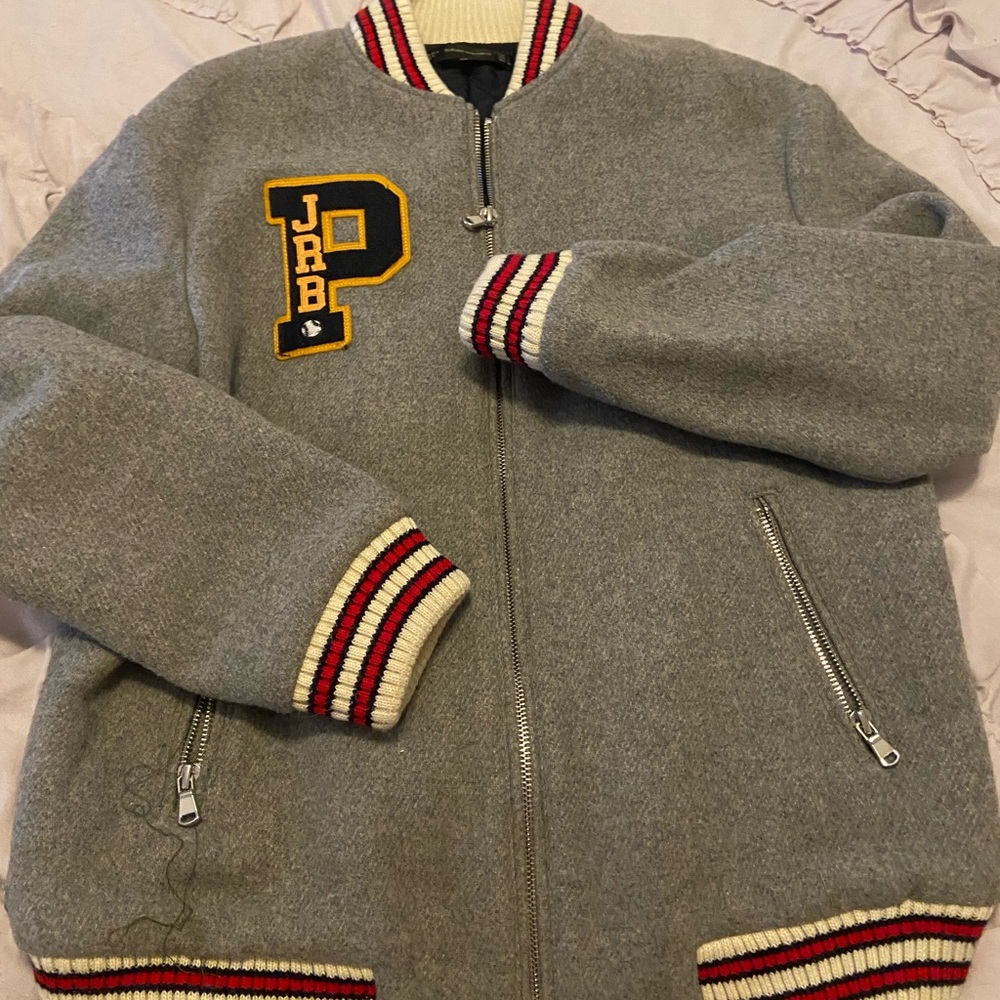 Zara letterman jacket.